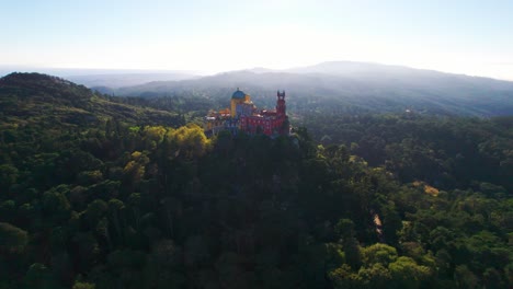 castle of the moors or castelo da pena in sintra town near lisbon, portugal