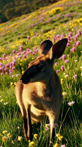 kangaroo in a wildflower meadow
