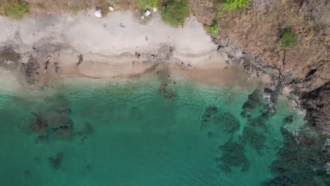 birdseye drone aerial over scenic coast of costa rica beach shore, 4k