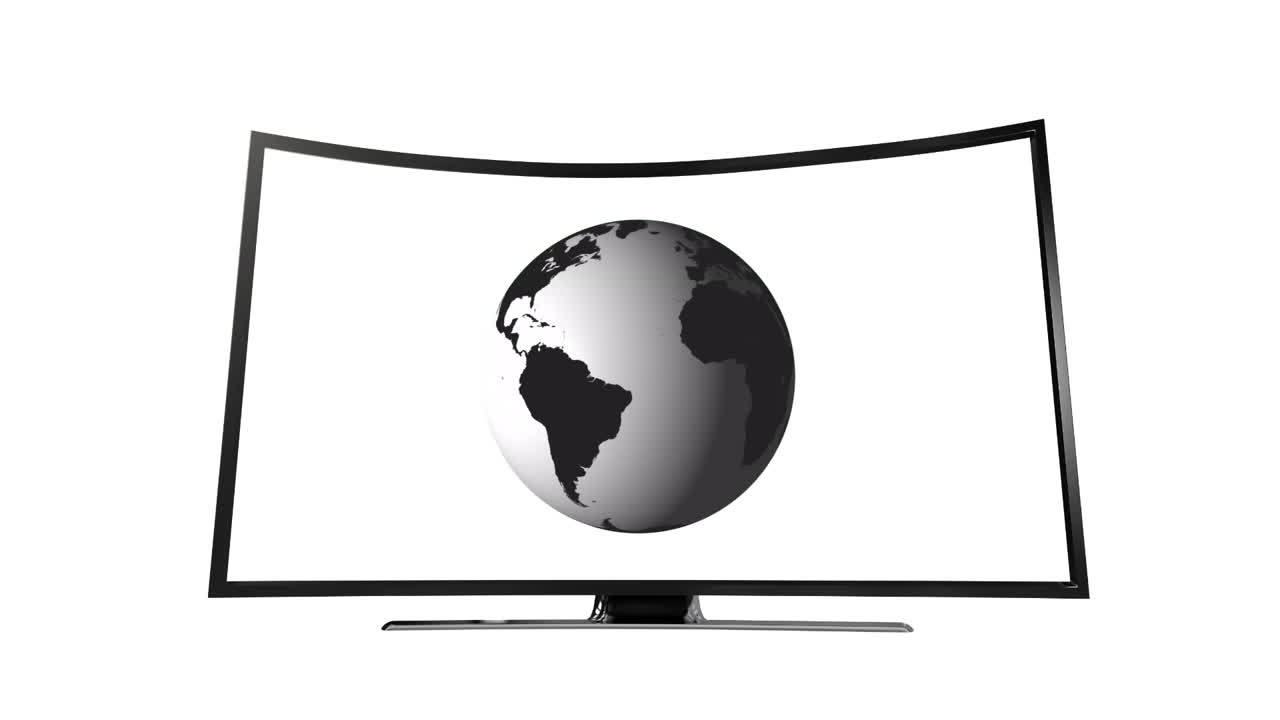 Animation of tv with globe on white background