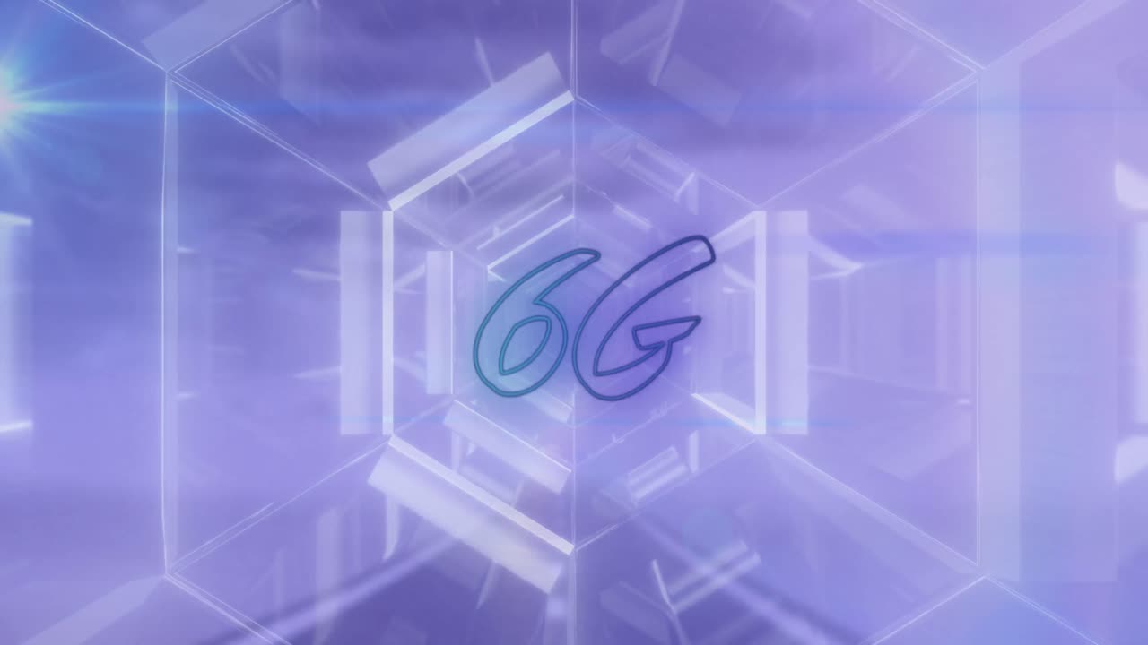 6g 텍스트, 연결 및 컴퓨터 데이터 처리의 애니메이션