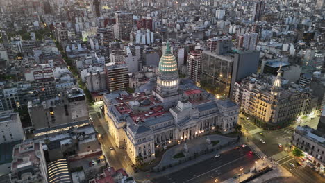 aerial view of the palace of the argentine national congress in buenos aires at night