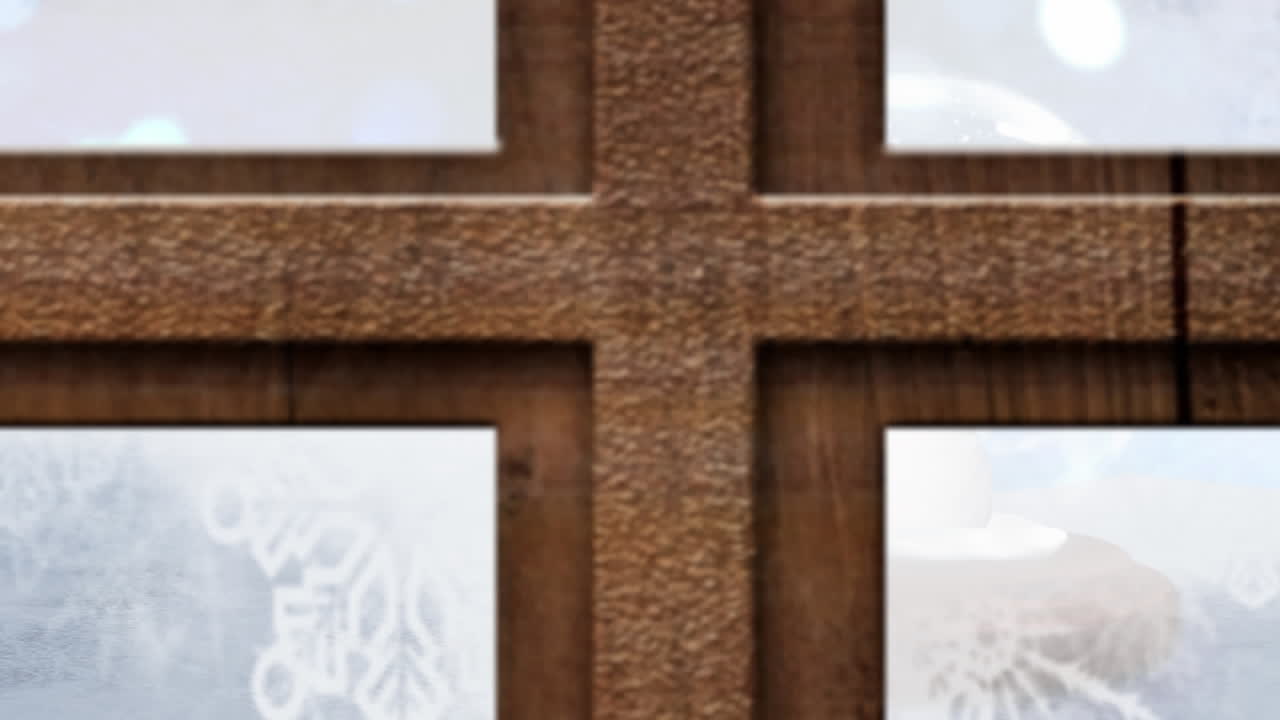 창문 을 통해 볼 수 있는 겨울 풍경 과 눈 구름 의 애니메이션