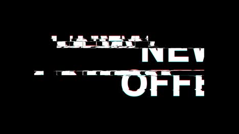 new offer glitch effect text digital tv distortion 4k loop animation