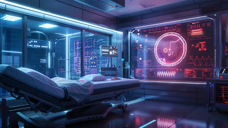 sala médica futurista con tecnología avanzada