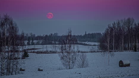 Time-lapse-of-the-moon-moving-fast-in-a-winter-sky