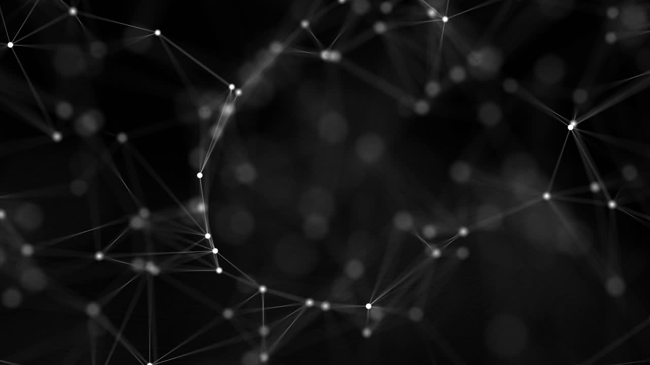 Abstract digital global concept of figures polygon plexus fractals moving particles network