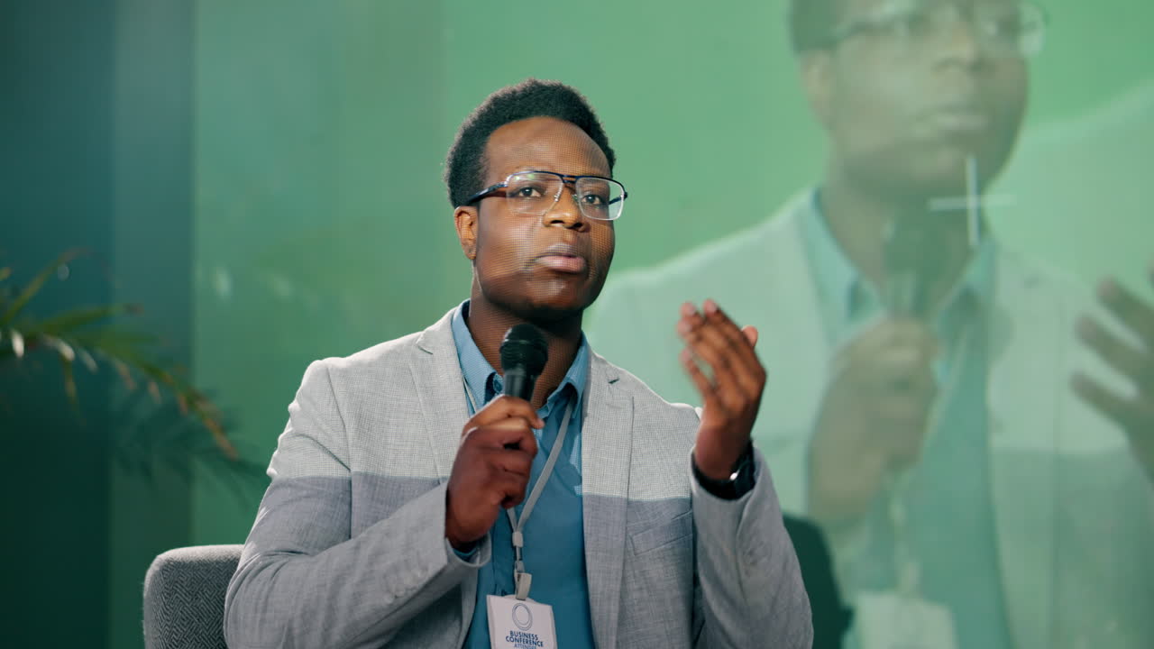 Man giving a presentation at a business conference