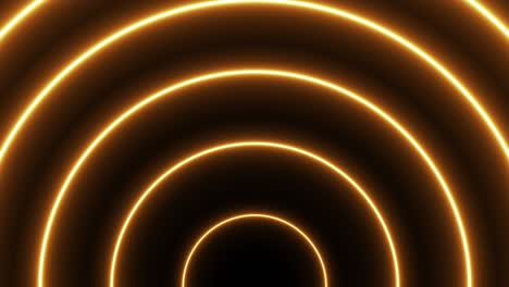 creciente luz de neón naranja mitades de círculos animación de túnel futurista. fondo gráfico de movimiento de bucle sin costuras abstracto