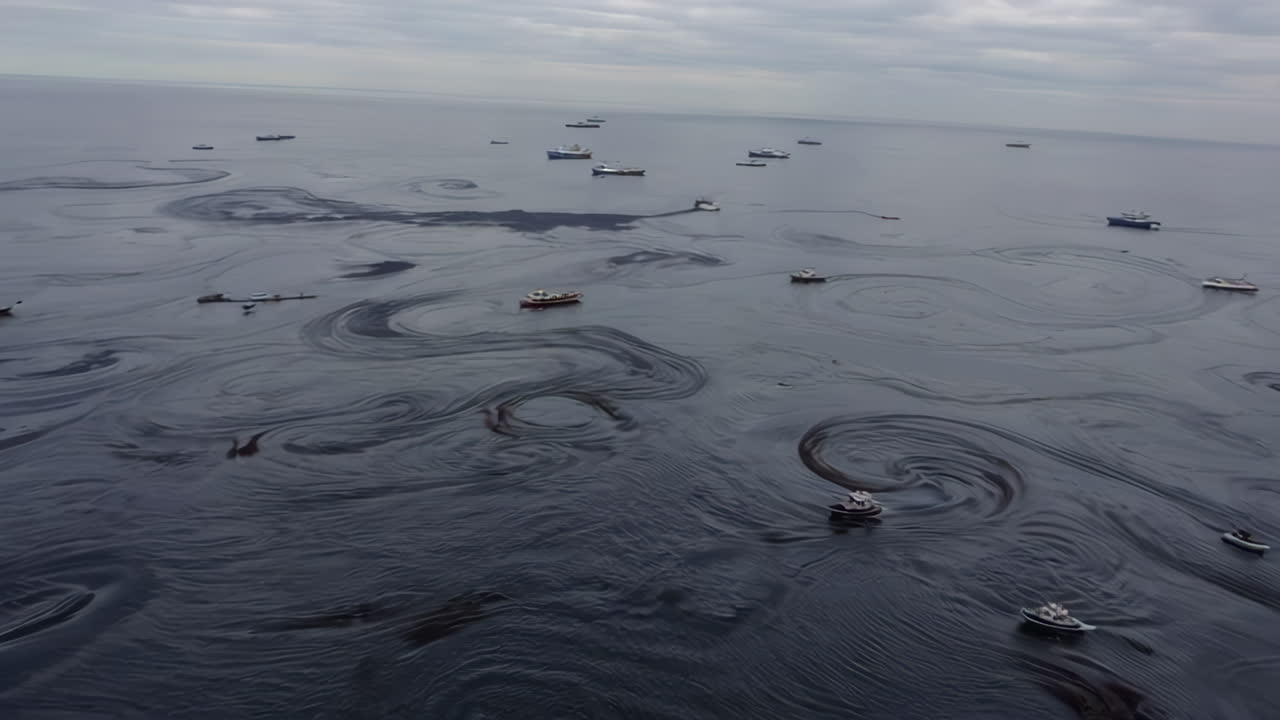 Fishing Boats and Water Patterns in the Ocean