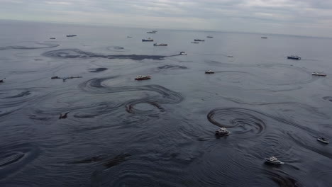 fishing boats and water patterns in the ocean