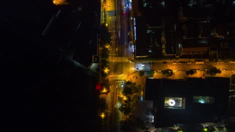 china night time wuhan city traffic street crossroad aerial fly panorama 4k time lapse