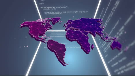 network connections and data processing animation on world map