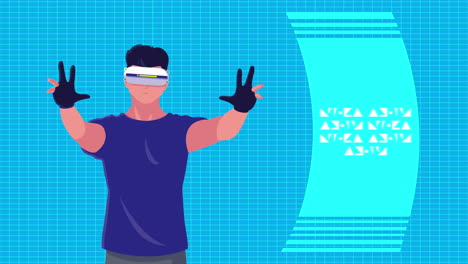 virtual reality tech animation with man using