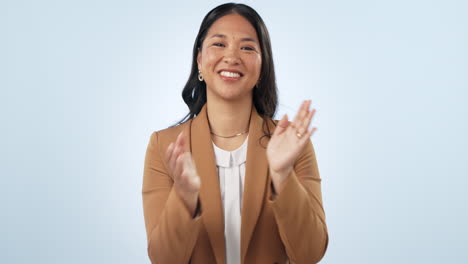 happy, portrait and woman with applause