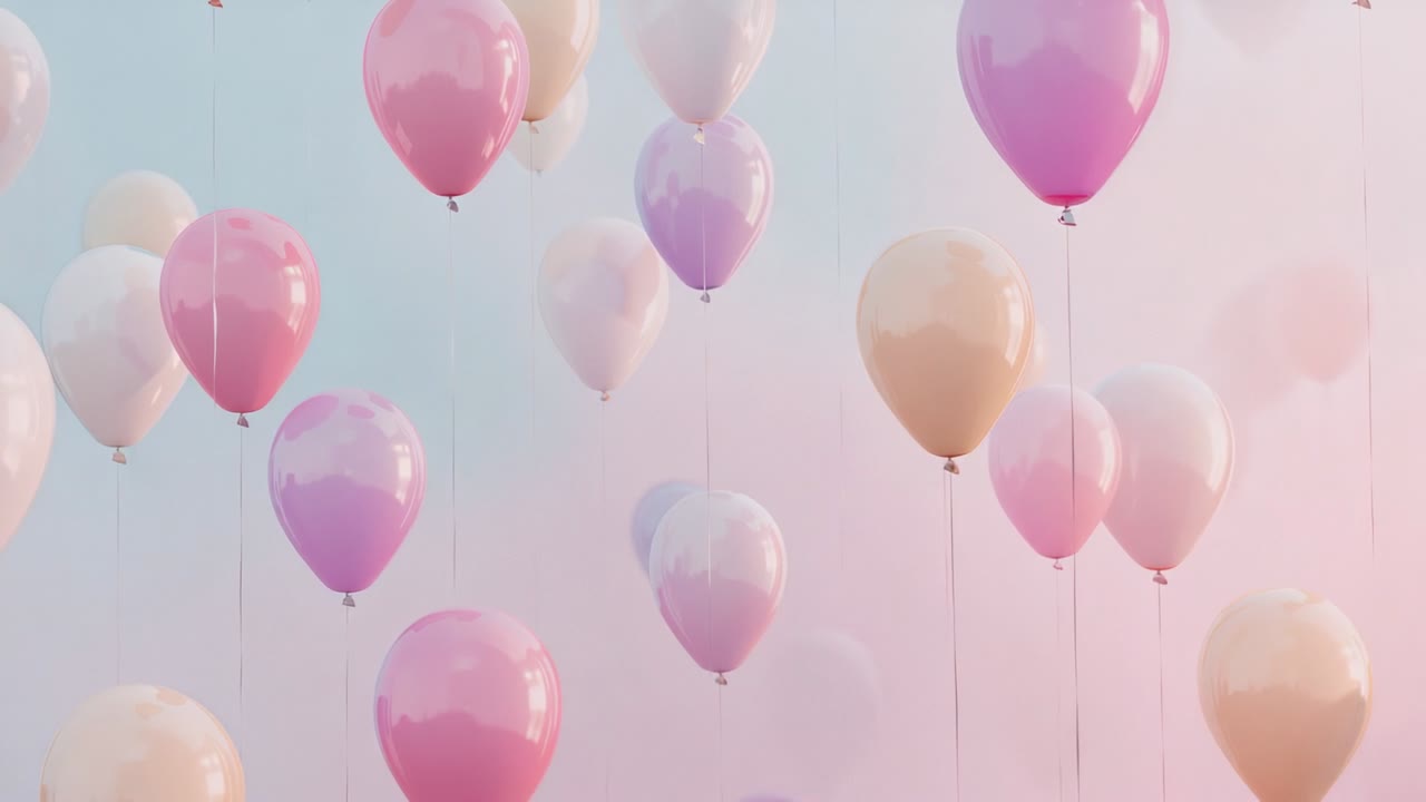 Raffigurazione di palloncini color pastello che fluttuano verso l'alto su un cielo gradiente, rivelando le funi di ancoraggio