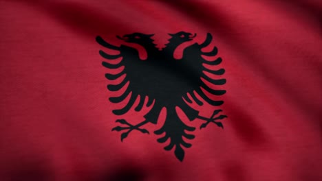 albania national flag. realistic flag of albania waving in the wind