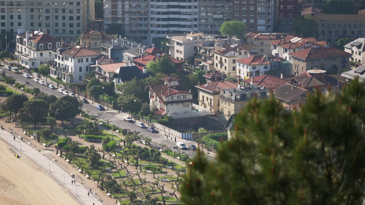 Focus pull, dense residential area of San Sebastian in the Basque Country. Urban architecture
