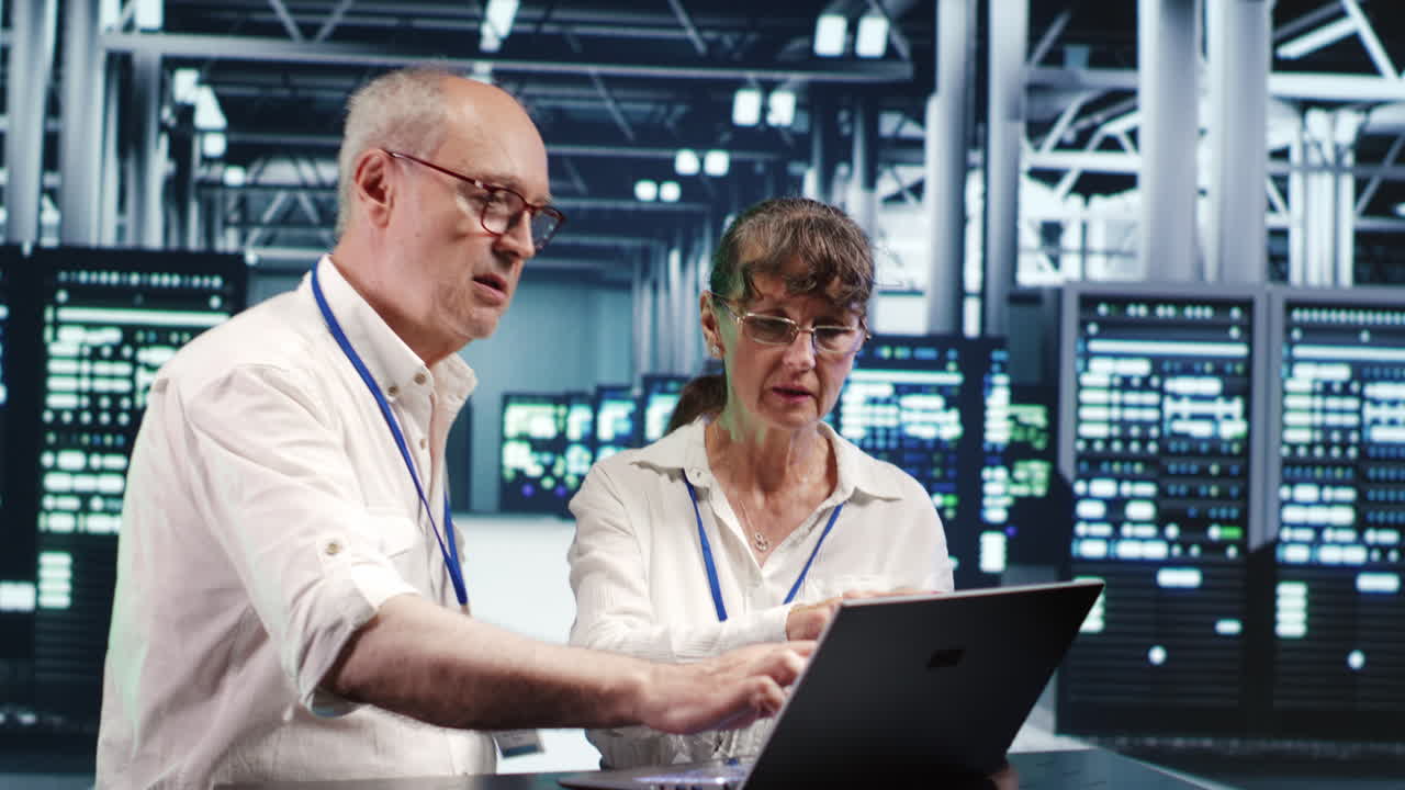 trabajadores que comprueban las piezas del servidor