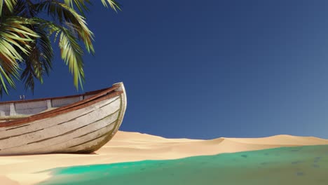 abandoned wooden boat in a desert landscape