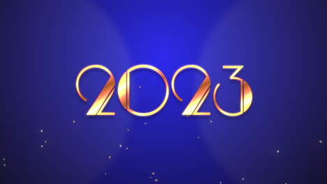 2023 años con brillos dorados en el cielo azul