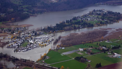 flooded area in abbotsford, bc, canada due to heavy rainstorm in autumn