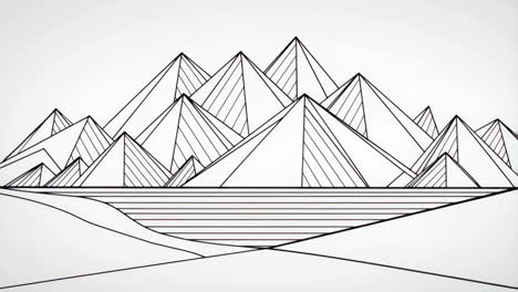 minimalist geometric mountain and water line art