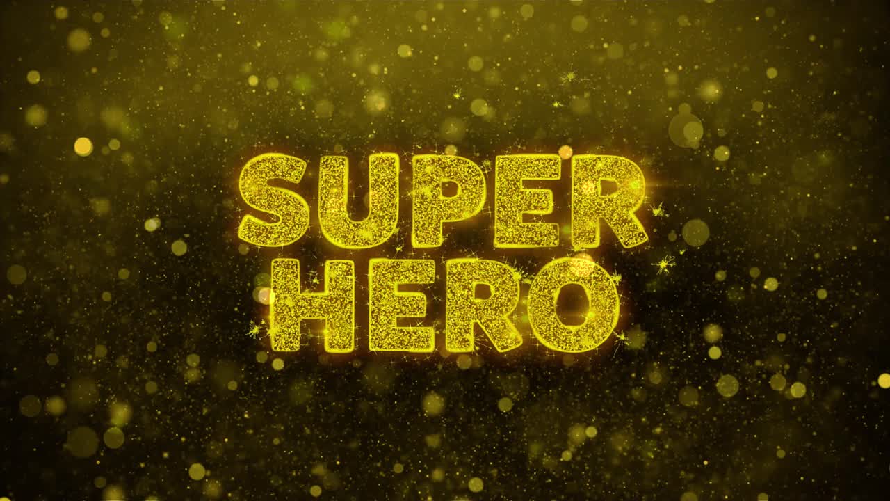 Superhero Text with Golden Glitter Effect