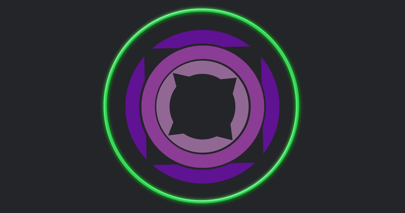Upon playback starting concentric graphic rings rotating and pulsing to show synchronized motion