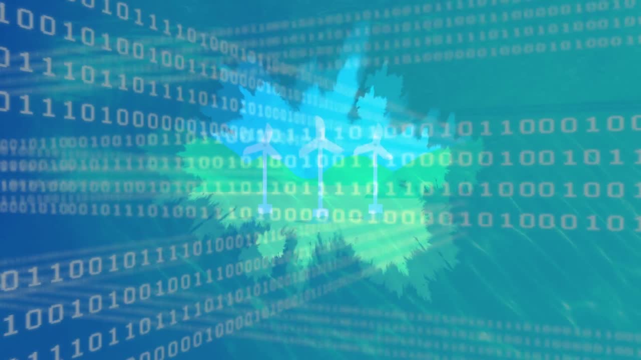 Animation of data processing over wind turbines