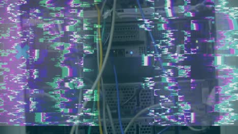 animación de rastros de luz sobre la sala del servidor