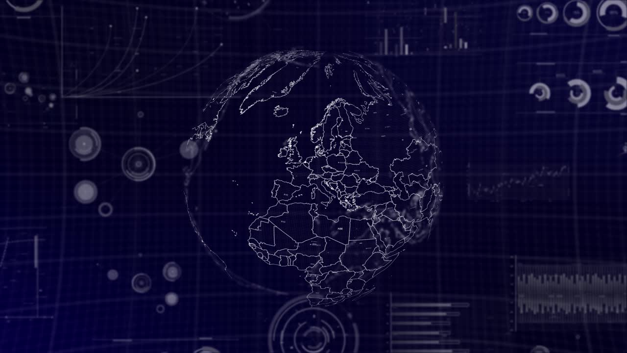 Data analysis Technology Globe rotating on Switzerland Country with graphs, charts, analytics in background | Switzerland country Globe rotating 4K|60 FPS, data analysis technological background
