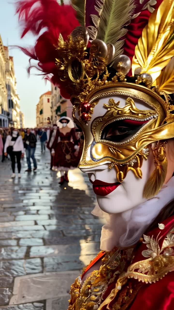 Vivace costume del carnevale veneziano in una splendida esibizione
