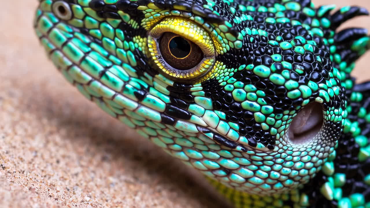 Close-up of a Colorful Lizard Head