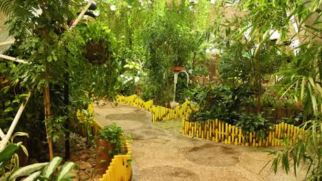 a serene garden path surrounded by greenery