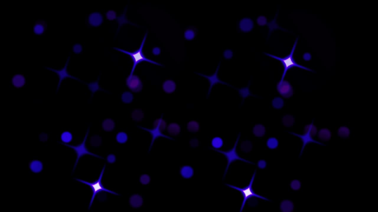 Animazione di scintille di luce blu su sfondo nero
