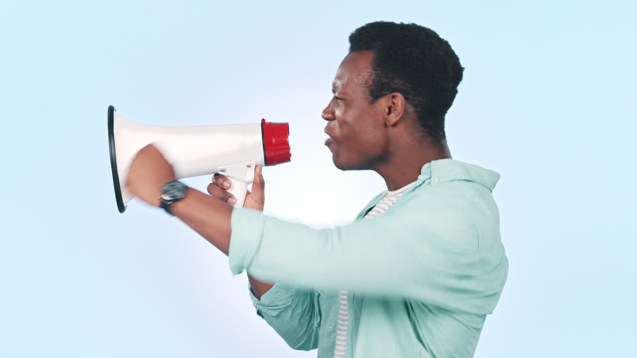 African man, megaphone and protest