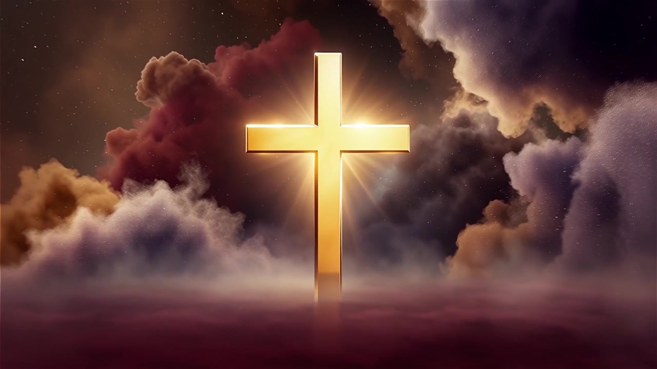 Christian Cross Heavenly Light Worship Background