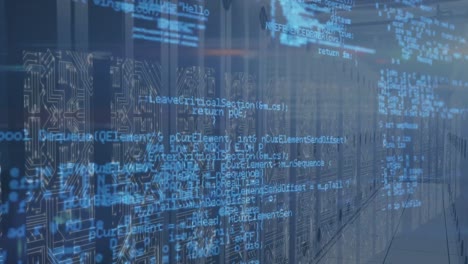 animation of data processing over server room