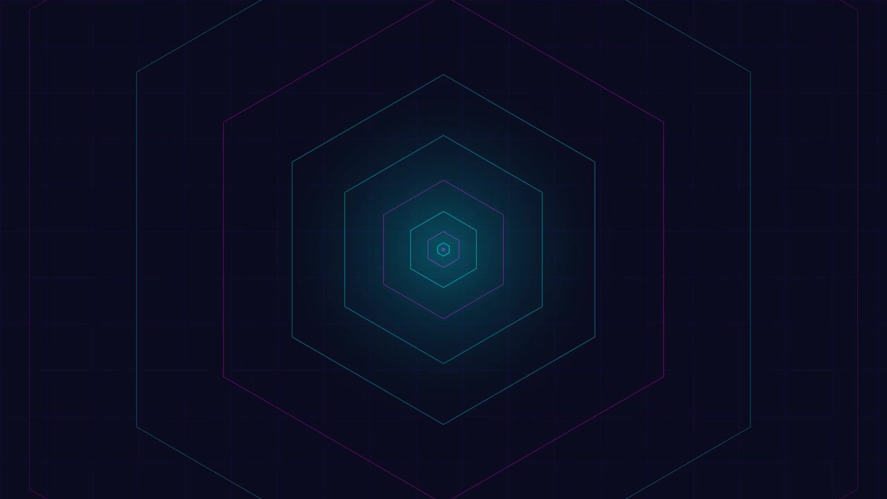 Abstract Motion Background with Pulsing Neon Hexagons