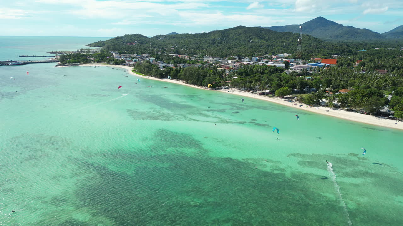 Kitesurfing and boarding in stunning lagoon on south side of Koh Phan Gan in Chumpon archipelago
