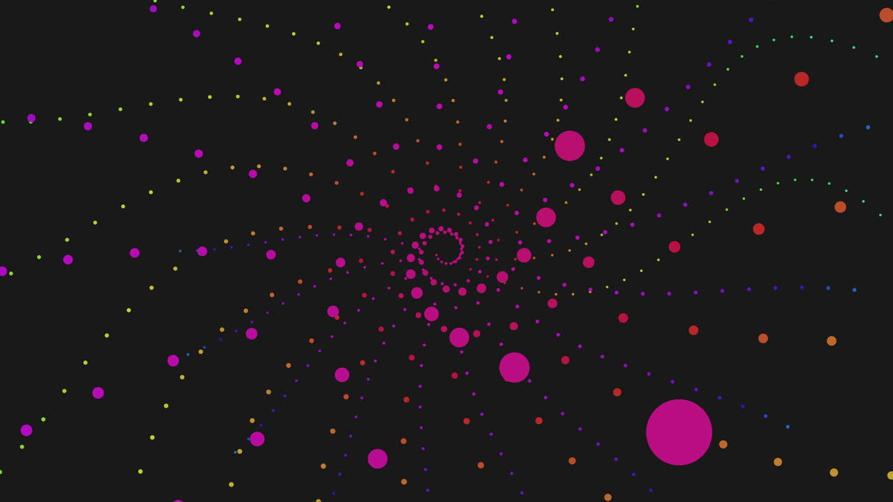 espirales espectaculares de puntos verdes y azules forman un patrón hipnotizante en negro