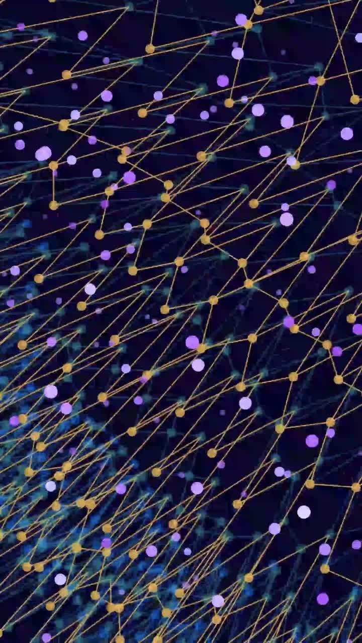 Abstract Digital Network with Moving Particles and Connecting Lines