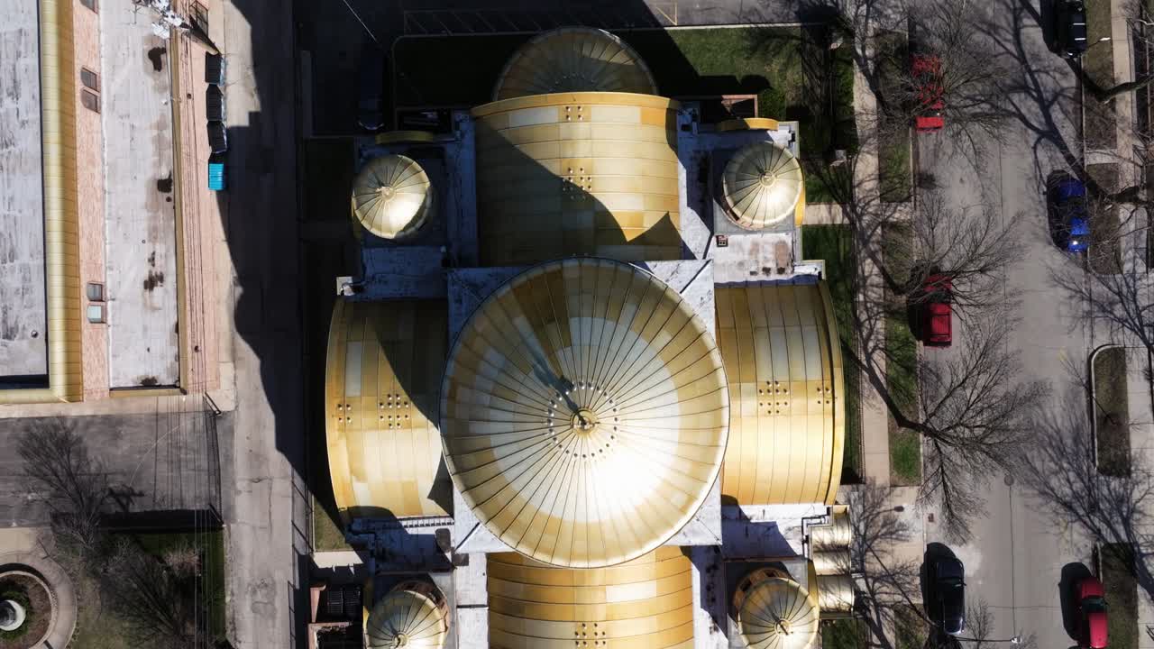 Top Down Aerial View of Orthodox Church in Ukrainian Village, Chicago
