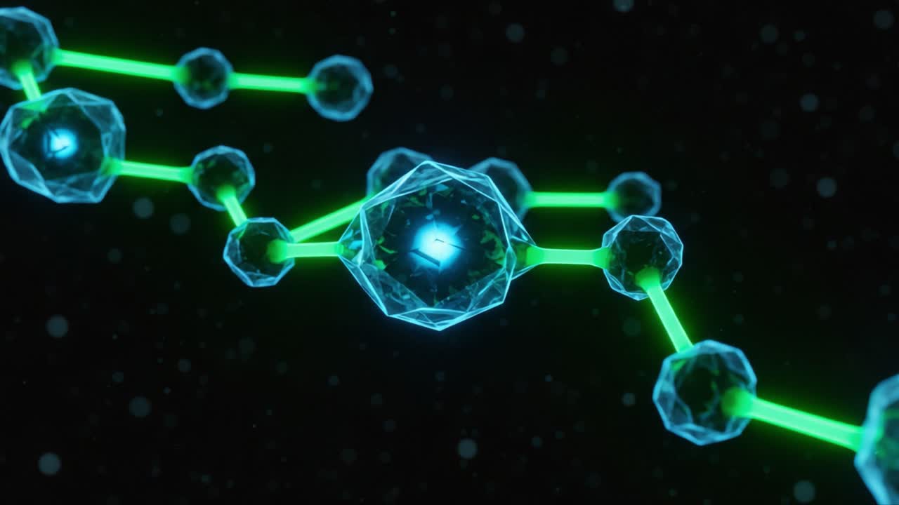 Exploring the Intricacies of Molecular Structures Through Vibrant Visualization – A Close-Up View of Connected Atoms in Dynamic Motion