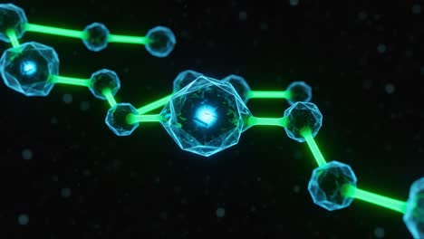 exploring the intricacies of molecular structures through vibrant visualization – a close-up view of connected atoms in dynamic motion