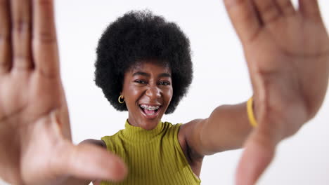 selfie of a young woman with curly hair