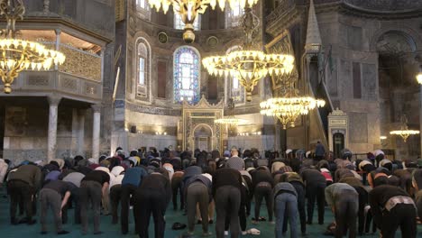 muslims prayer in hagia sophia