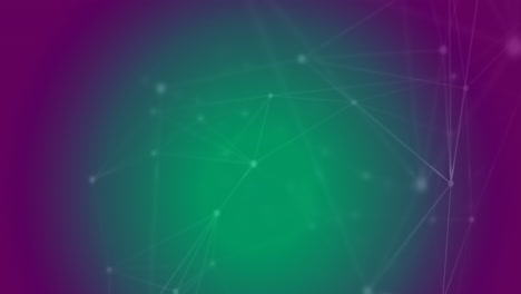 animation of network of connections against green and purple gradient background