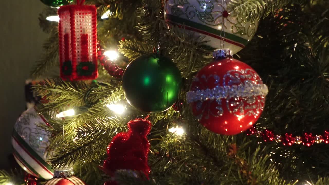 Decorated Christmas Tree with Lights and Ornaments